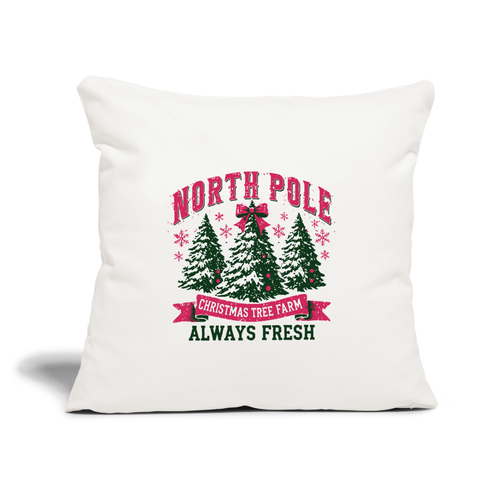 North Pole Christmas Tree Farm Throw Pillow Cover 18” x 18” - natural white