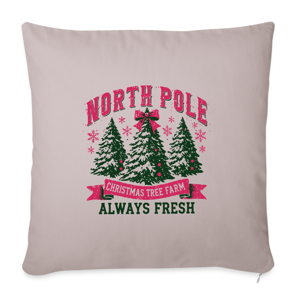 North Pole Christmas Tree Farm Throw Pillow Cover 18” x 18” - light taupe