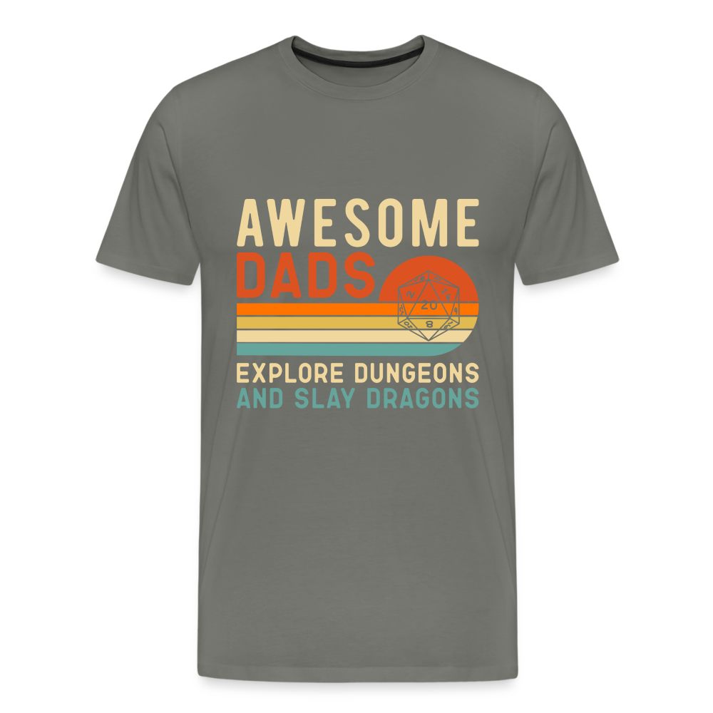 Awesome Dads Slay Dragons Men's Premium T-Shirt - asphalt gray