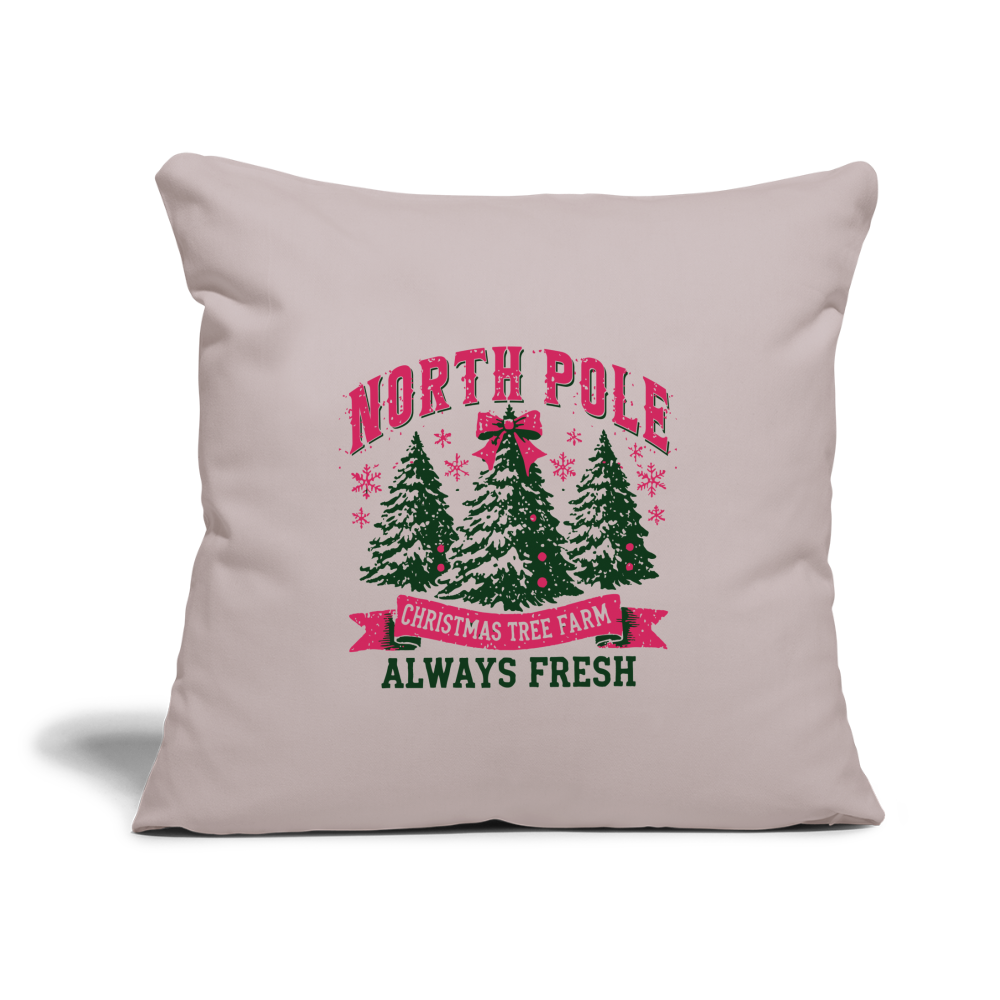 North Pole Christmas Tree Farm Throw Pillow Cover 18” x 18” - light taupe