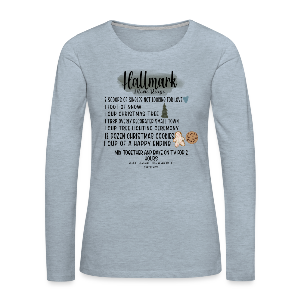 Christmas Movie Recipe Women's Premium Long Sleeve T-Shirt - heather ice blue