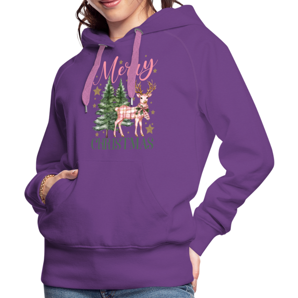 Charming Pink Merry Christmas Women’s Premium Hoodie - purple 