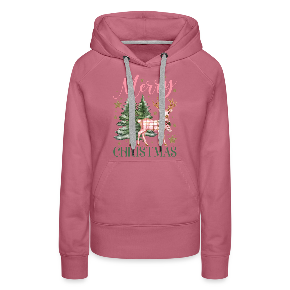 Charming Pink Merry Christmas Women’s Premium Hoodie - mauve