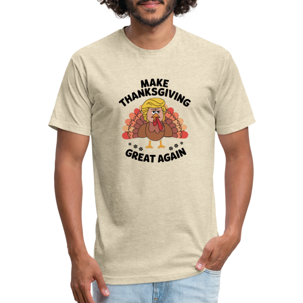 Make Thanksgiving Great Again Men's Fitted Cotton/Poly T-Shirt - heather cream