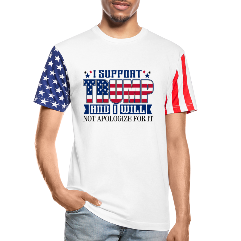 I Support Trump Unisex Stars & Stripes T-Shirt - white