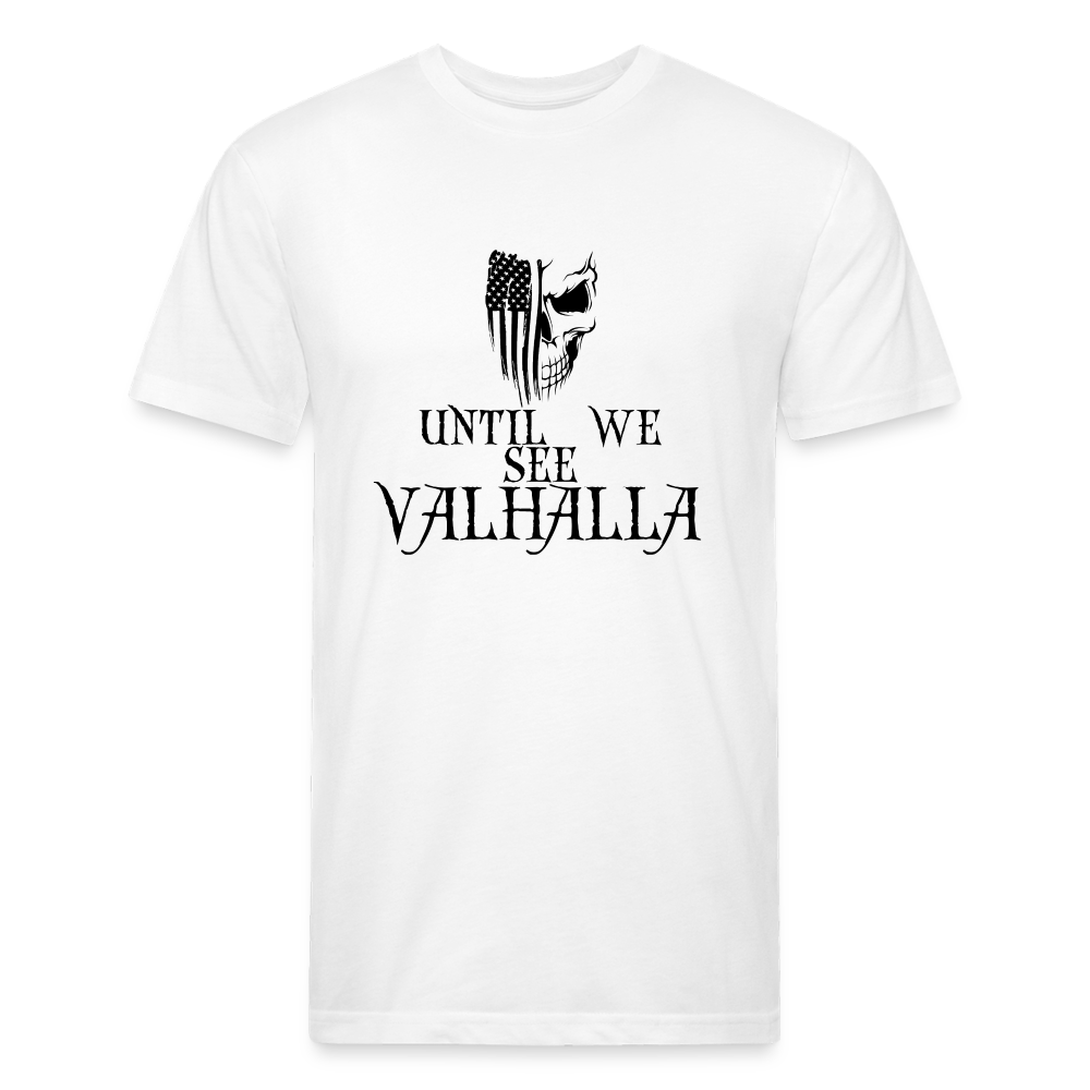 Until We See Valhalla USA Skull Fitted Cotton/Poly Men's T-Shirt by Next Level - white