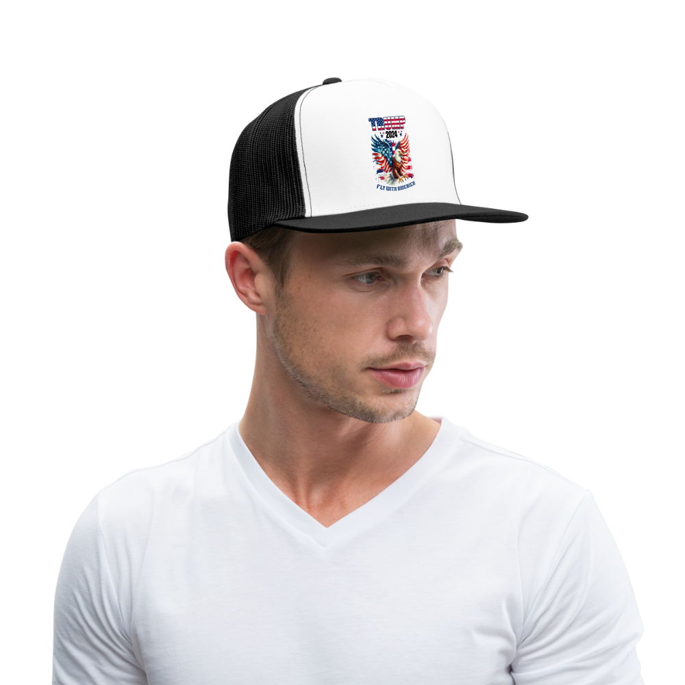 Trump 2024 Fly with America Trucker Cap - white/black