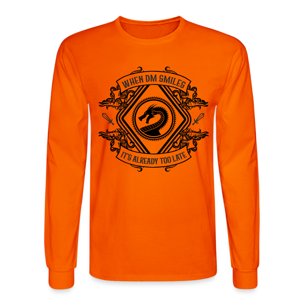 When the DM Smiles, It’s Already Too Late D&D-inspired Men's Long Sleeve T-Shirt - orange