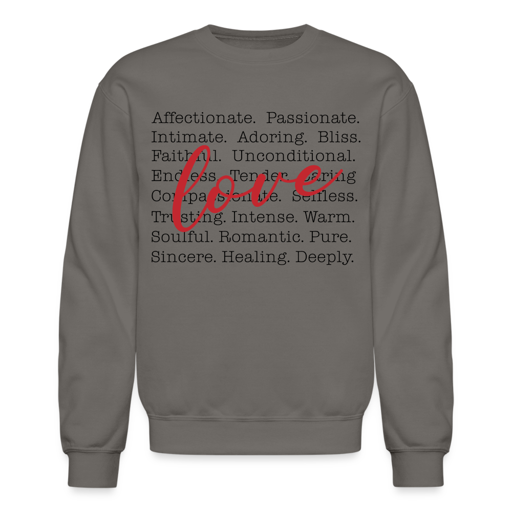 Bold Love Synonyms With Cupid Unisex Crewneck Sweatshirt - asphalt gray