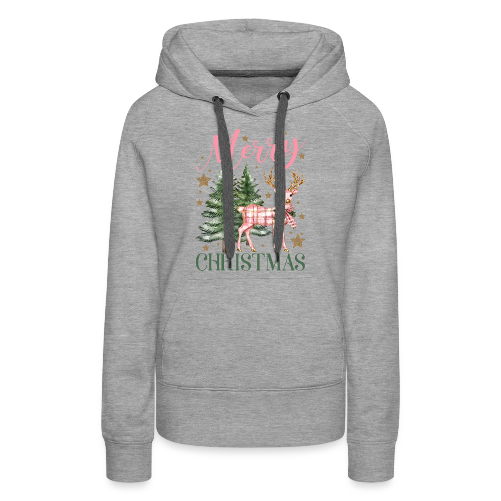 Charming Pink Merry Christmas Women’s Premium Hoodie - heather grey