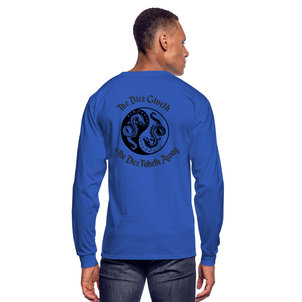 The Dice Giveth and the Dice Taketh Away D&D Men's Long Sleeve T-Shirt - royal blue