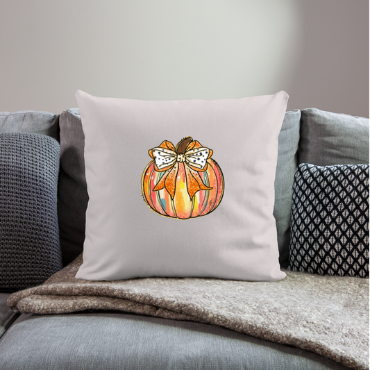 Fall Pumpkin Throw Pillow Cover 18” x 18” - light taupe