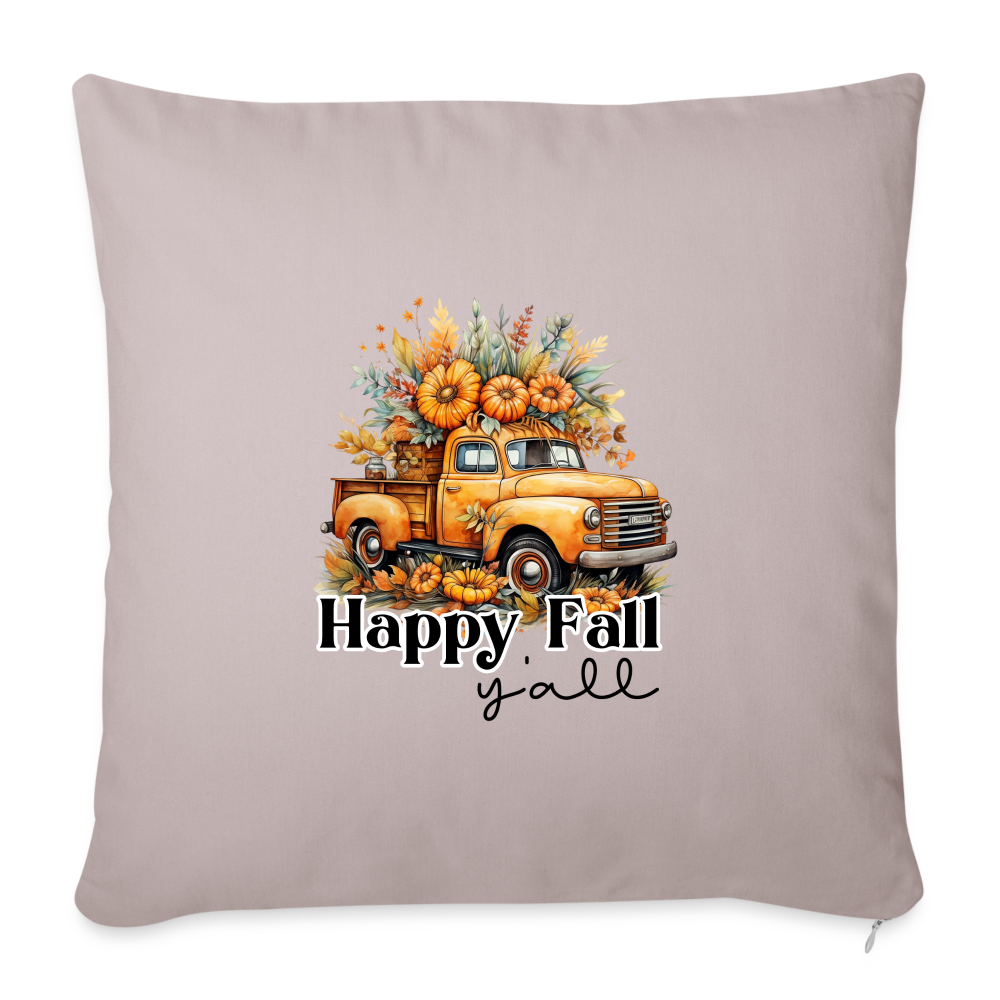 Happy Fall Y’all Throw Pillow Cover 18” x 18” - light taupe