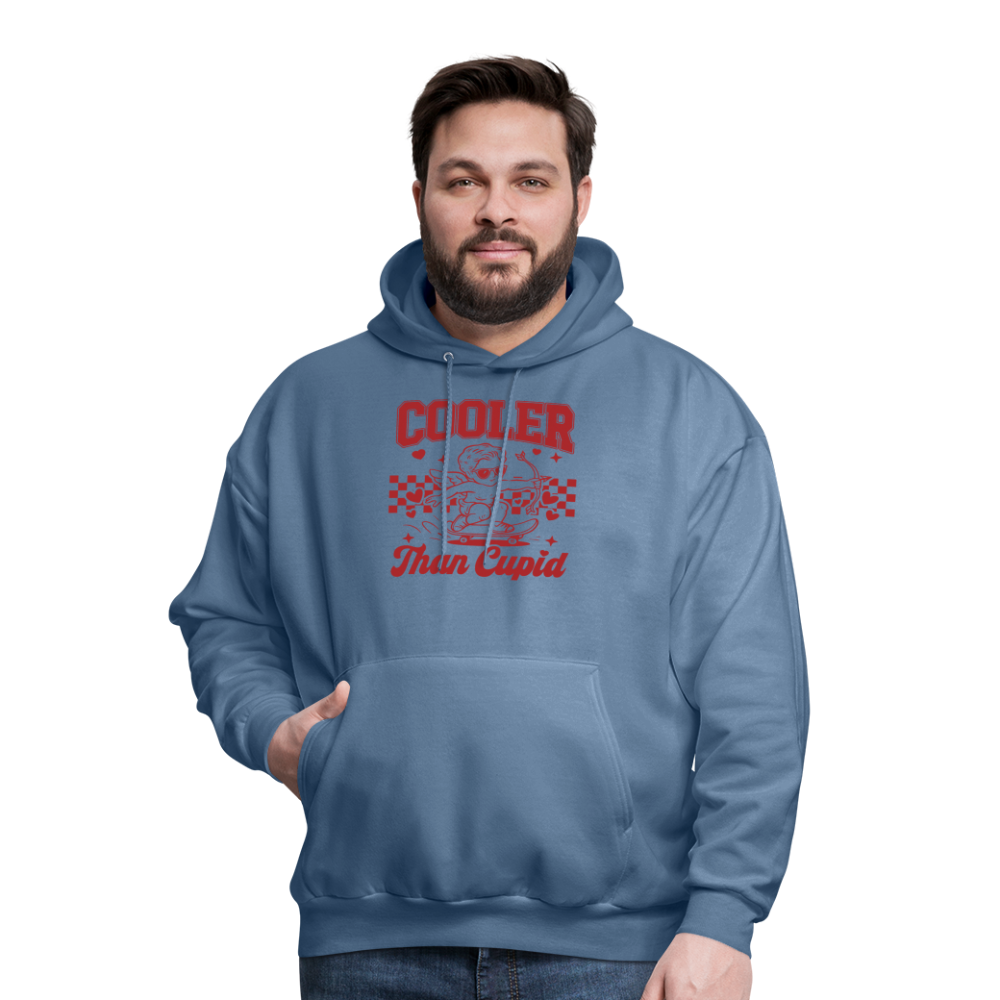 Men’s Graphic Hoodie – Cooler Than Cupid Design - denim blue