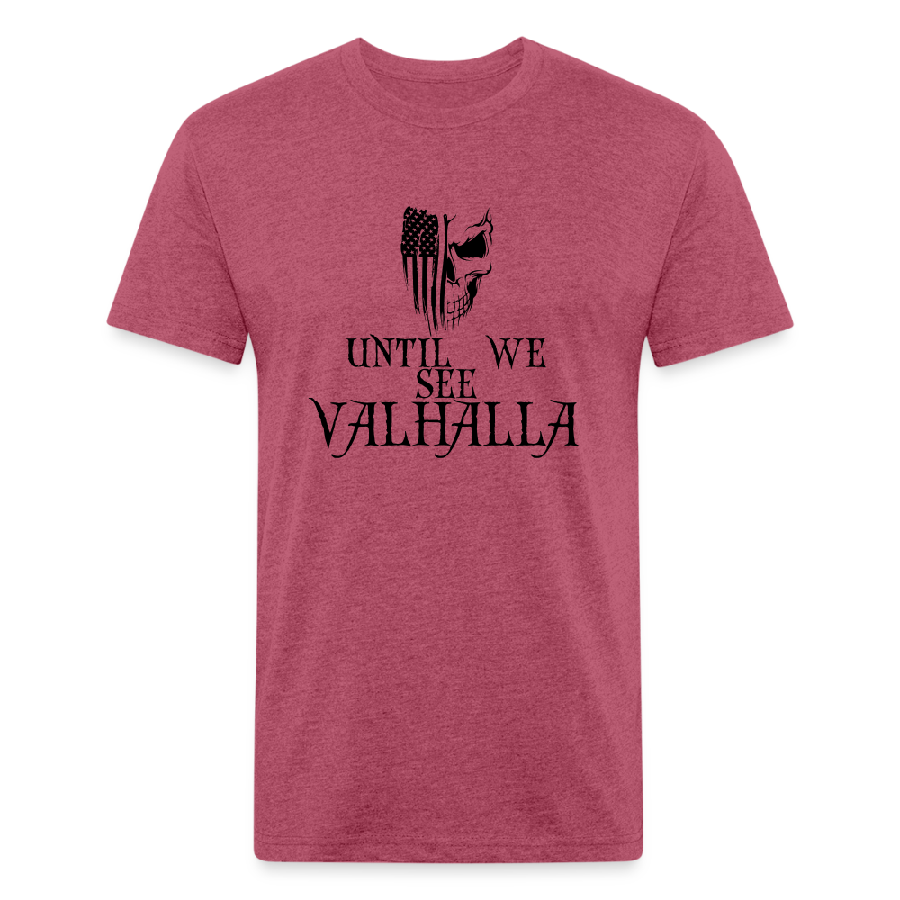 Until We See Valhalla USA Skull Fitted Cotton/Poly Men's T-Shirt by Next Level - heather burgundy