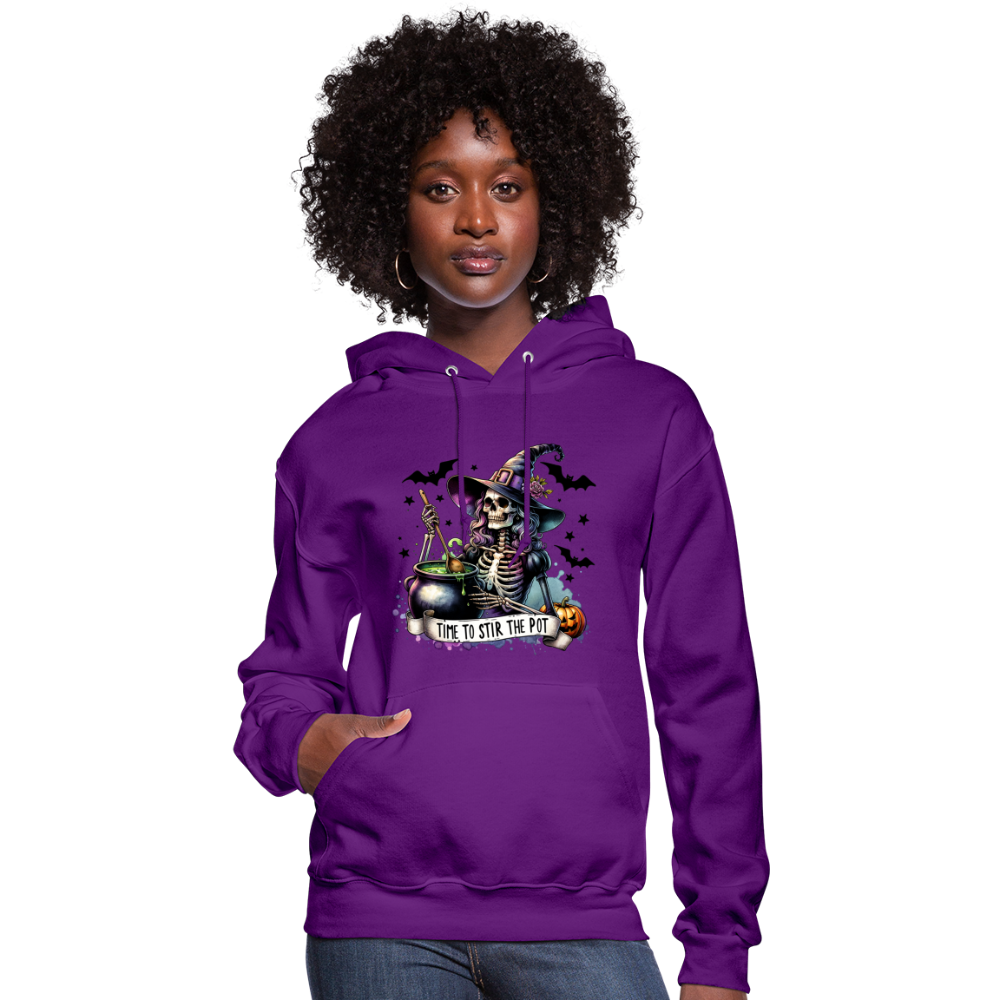 Time to Stir the Pot: Witchy Halloween Womens Hoodie - purple