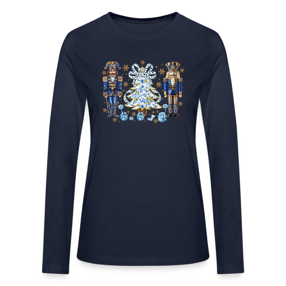 Christmas Nutcracker Bella + Canvas Women's Long Sleeve T-Shirt - navy