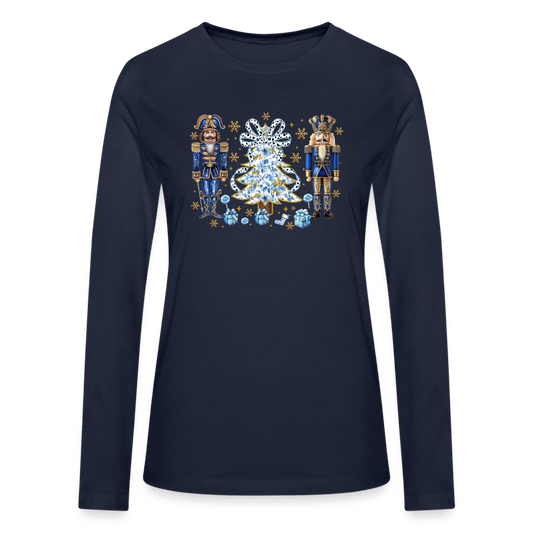 Christmas Nutcracker Bella + Canvas Women's Long Sleeve T-Shirt - navy