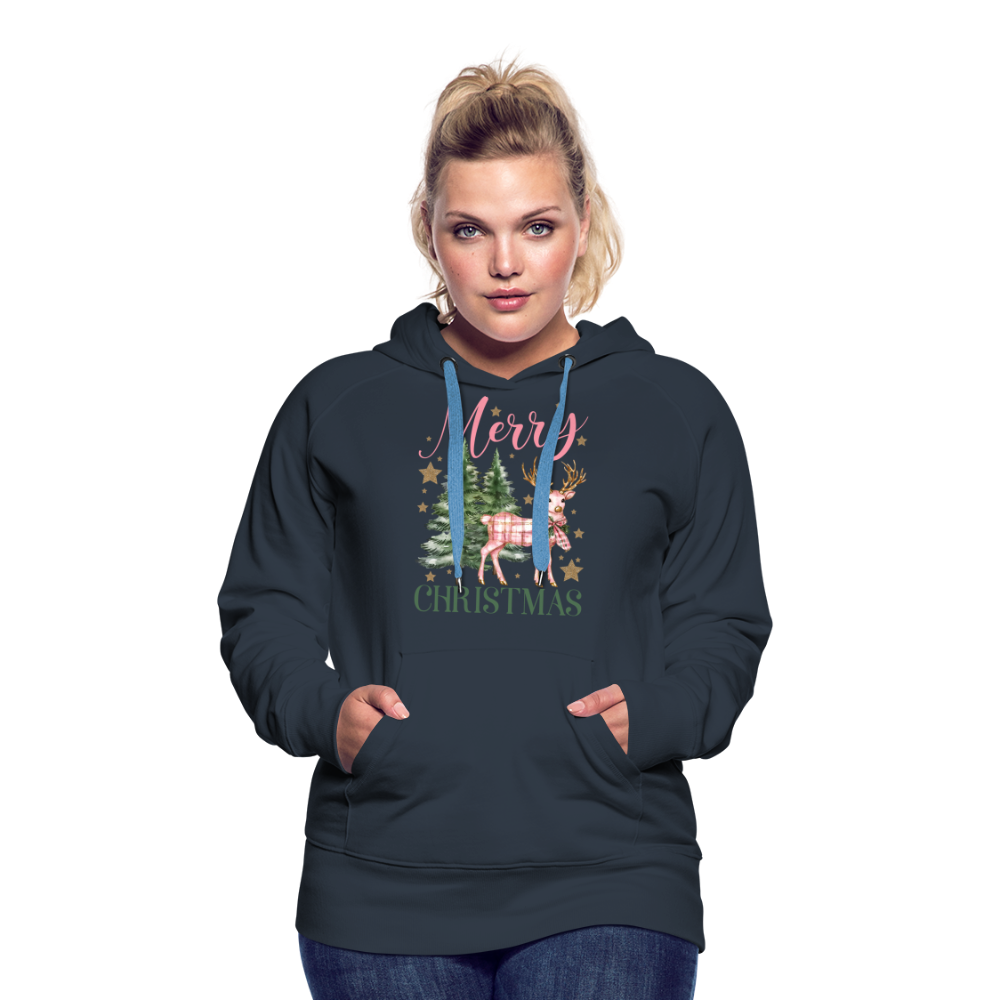 Charming Pink Merry Christmas Women’s Premium Hoodie - navy