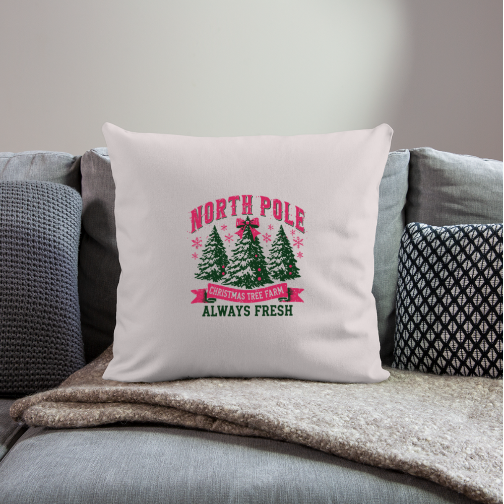 North Pole Christmas Tree Farm Throw Pillow Cover 18” x 18” - light taupe