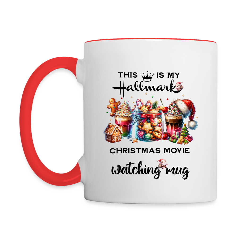 Christmas movie watching Coffee Mug - white/red