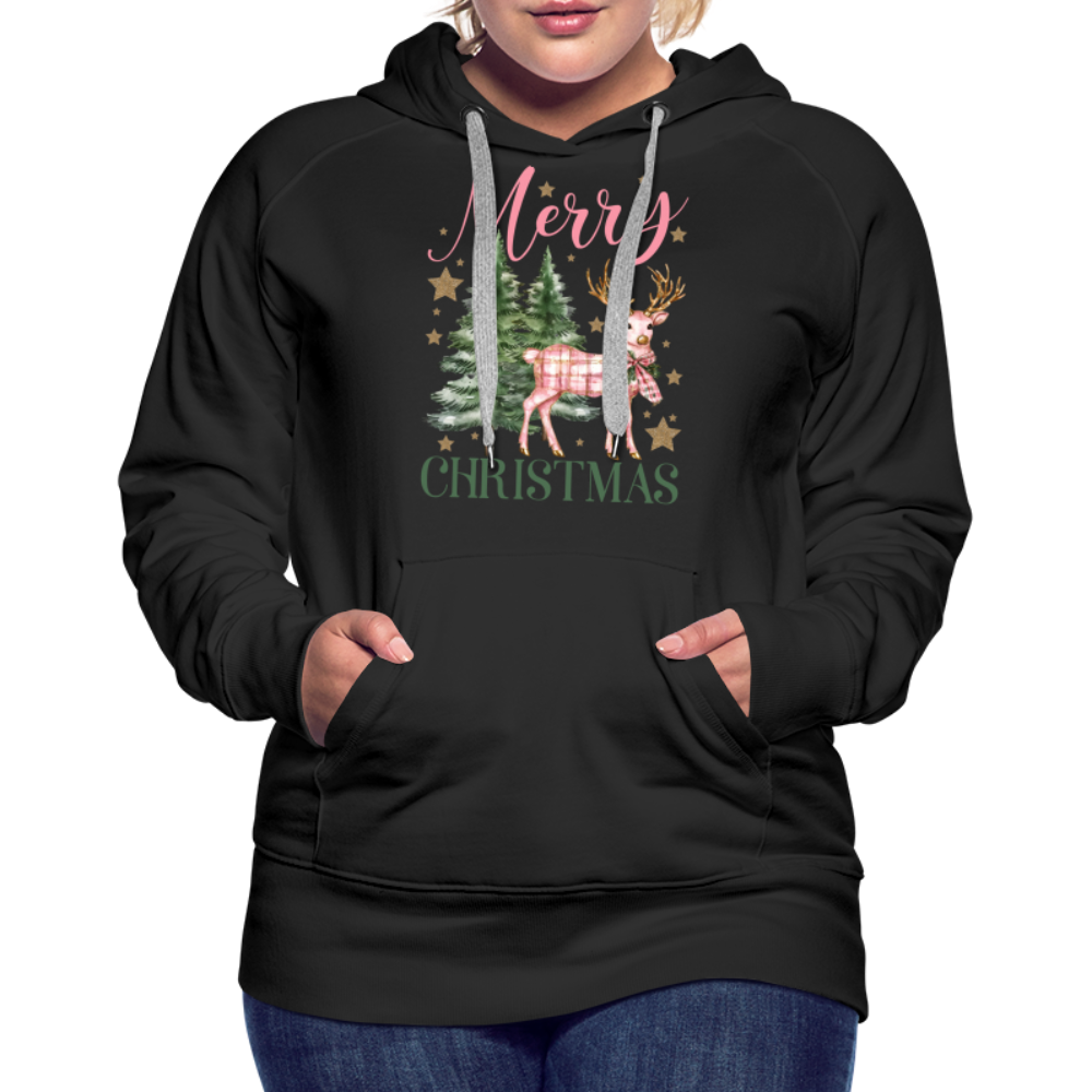 Charming Pink Merry Christmas Women’s Premium Hoodie - black