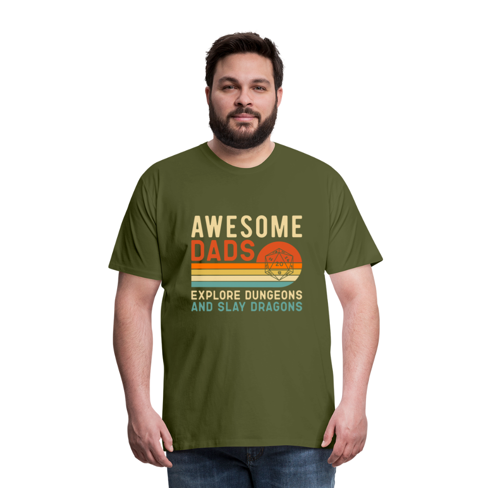 Awesome Dads Slay Dragons Men's Premium T-Shirt - olive green