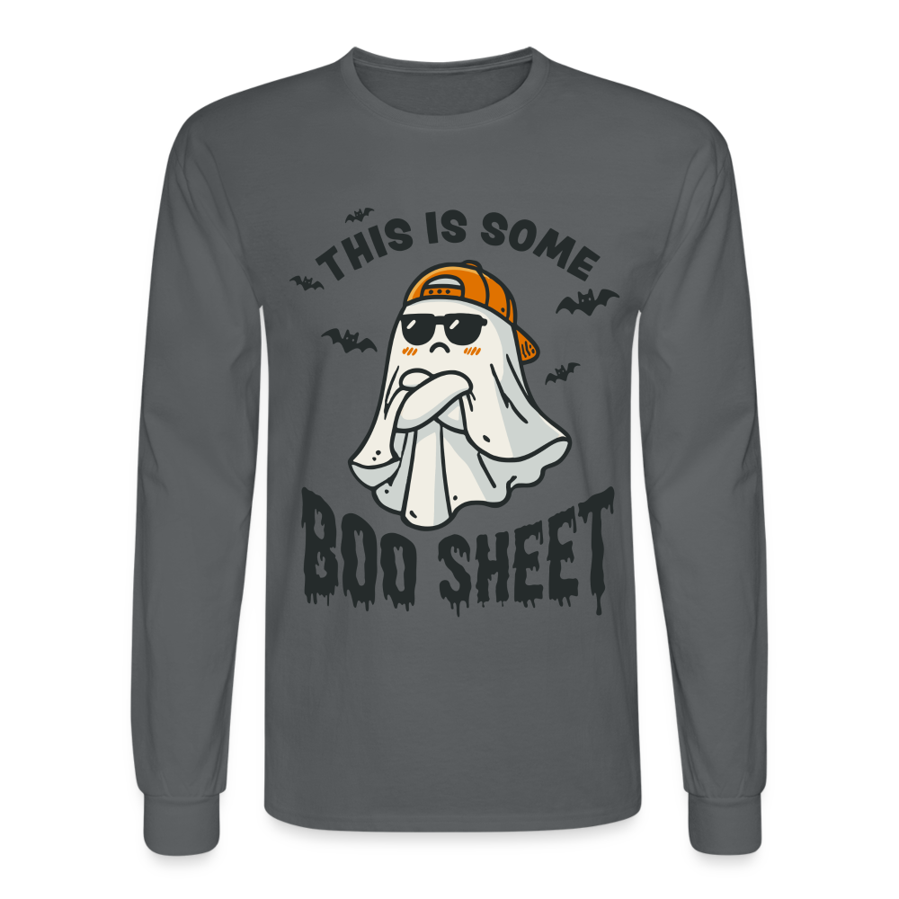 This is Some Boo Sheet: Funny Halloween Men's Long Sleeve T-Shirt - charcoal