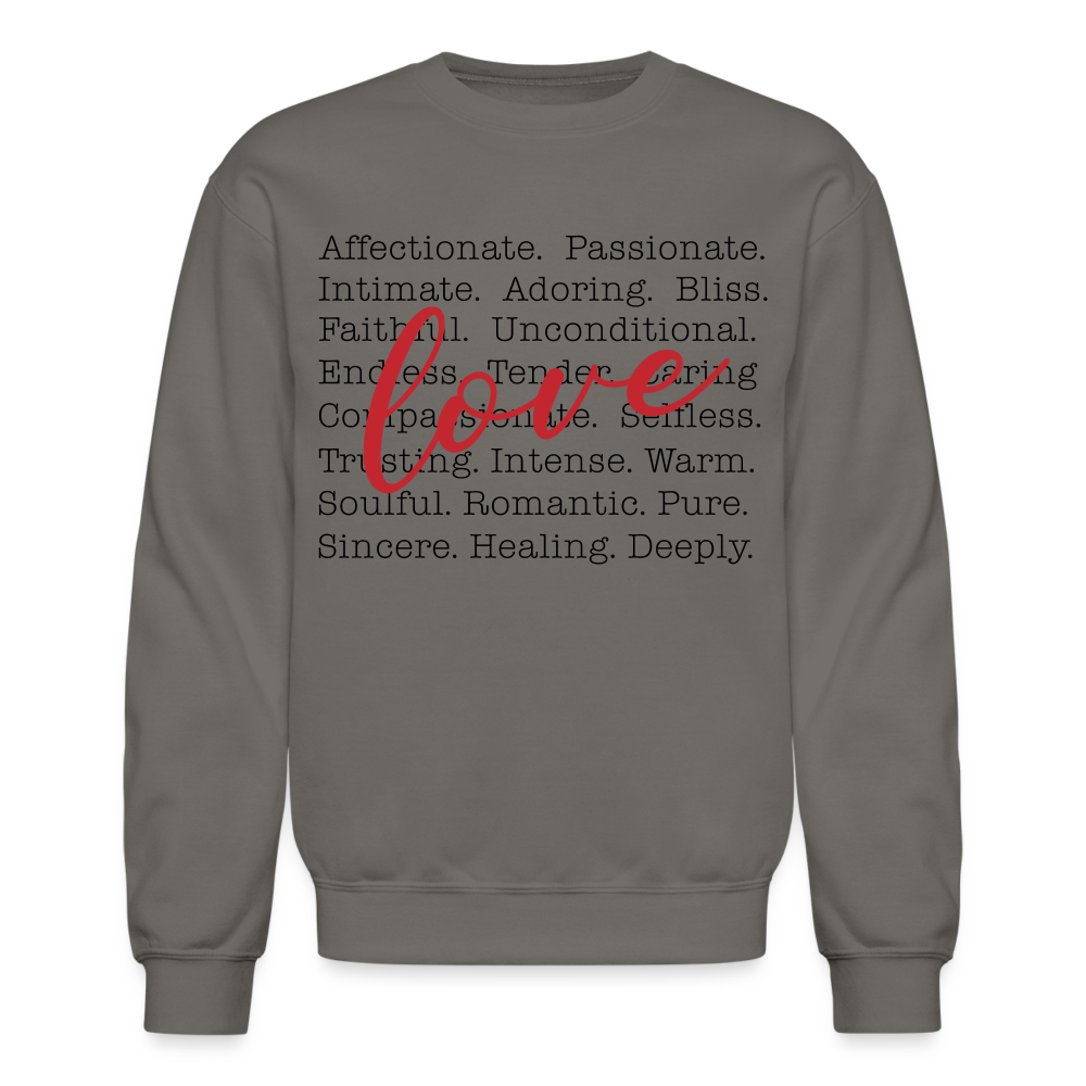 Bold Love Synonyms Women's Crewneck Sweatshirt - asphalt gray