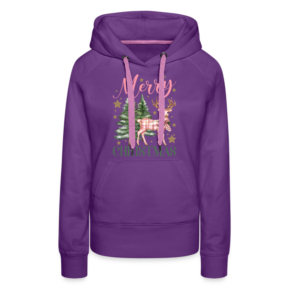 Charming Pink Merry Christmas Women’s Premium Hoodie - purple 