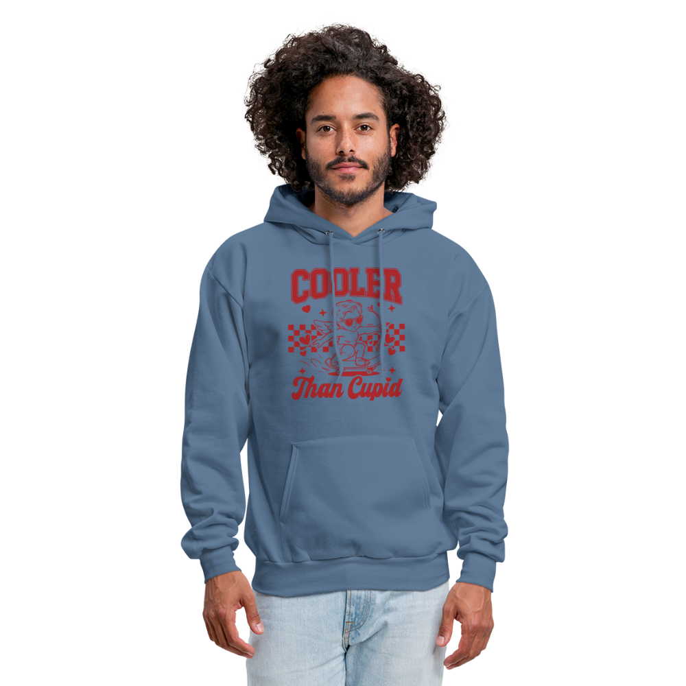 Men’s Graphic Hoodie – Cooler Than Cupid Design - denim blue