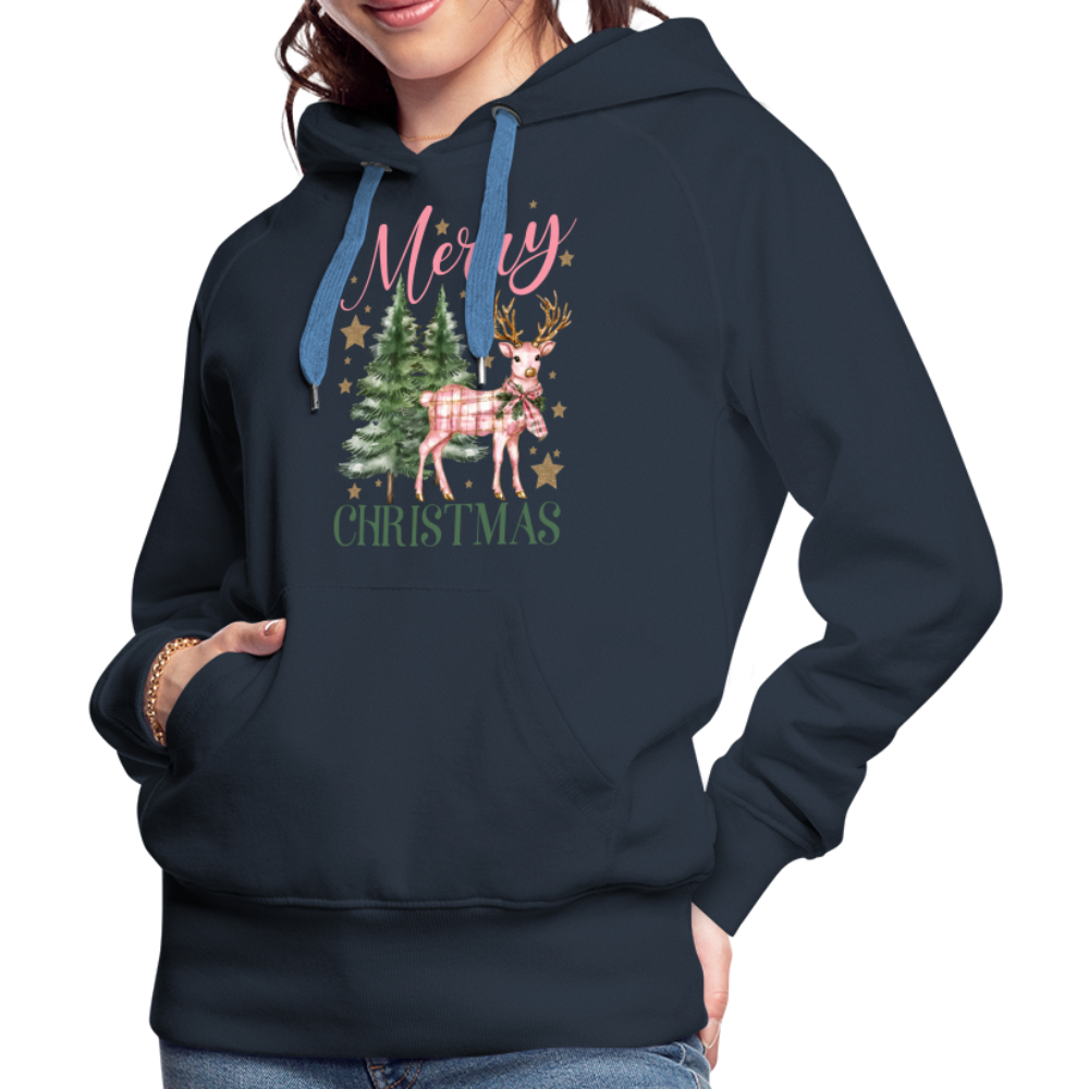 Charming Pink Merry Christmas Women’s Premium Hoodie - navy