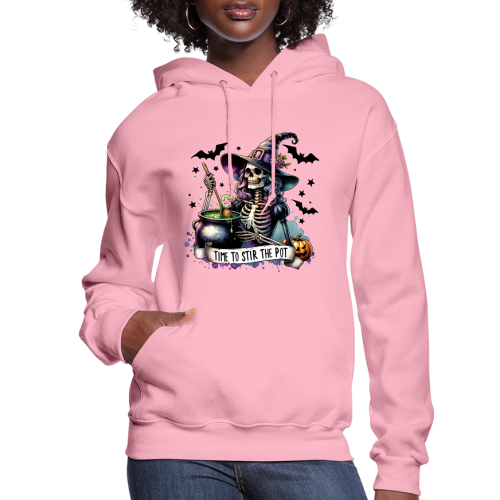 Time to Stir the Pot: Witchy Halloween Womens Hoodie - classic pink