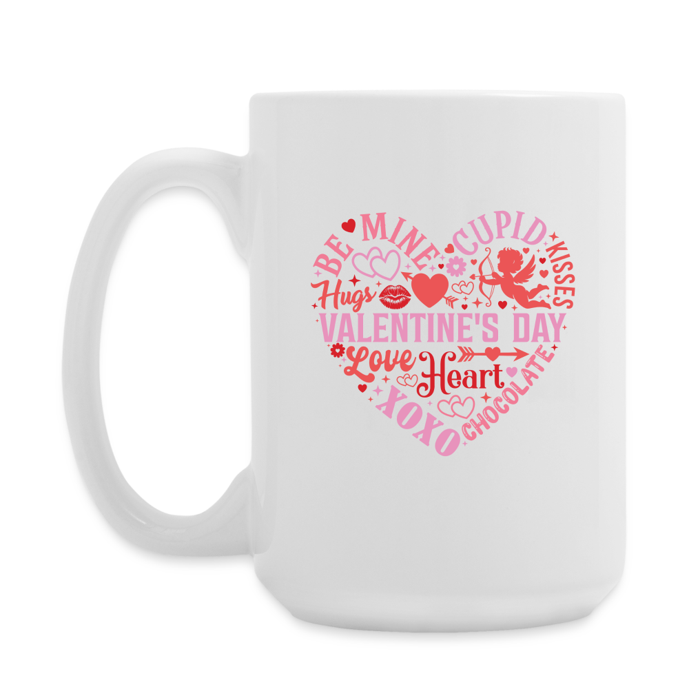 Valentine’s Day Mug 15oz– Heart of Love Words Design - white