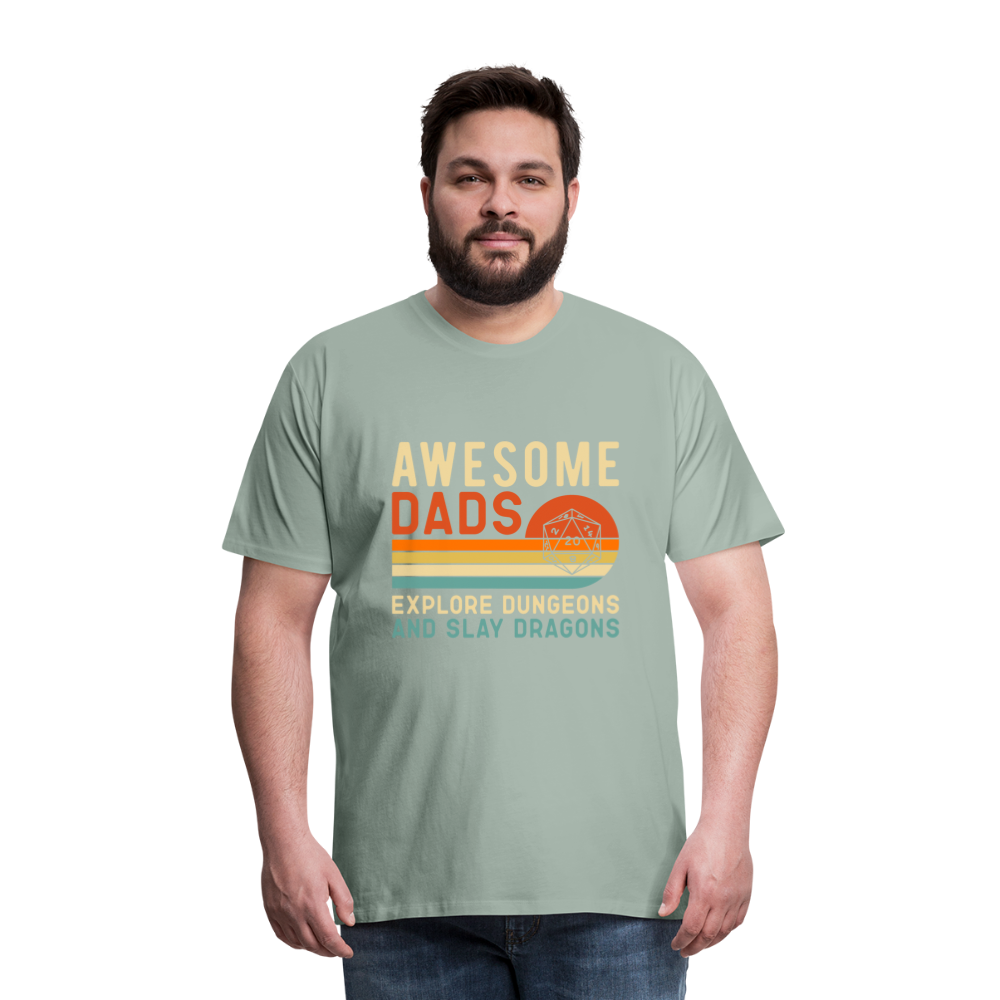 Awesome Dads Slay Dragons Men's Premium T-Shirt - steel green