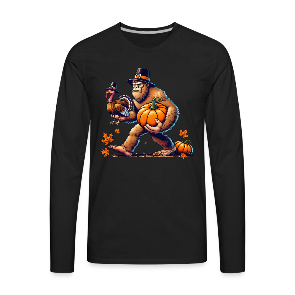 Bigfoot Thanksgiving Men's Long Sleeve T-Shirt - black