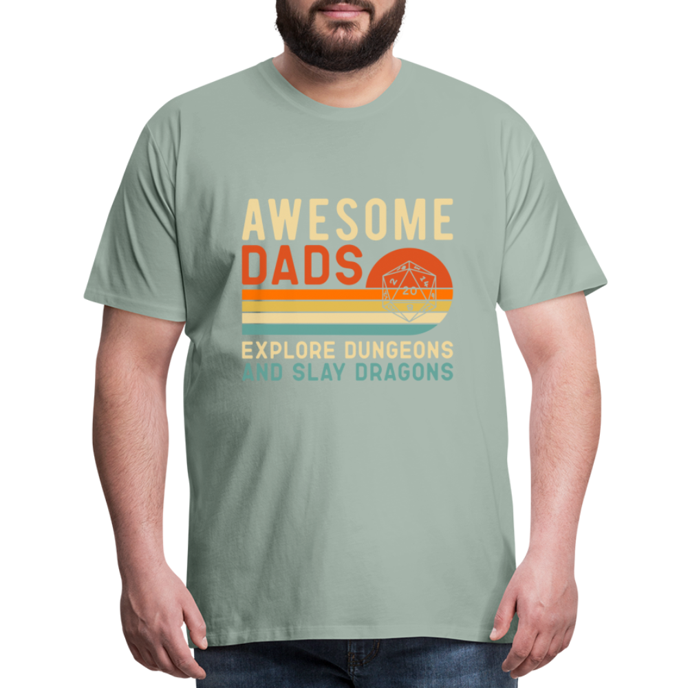 Awesome Dads Slay Dragons Men's Premium T-Shirt - steel green