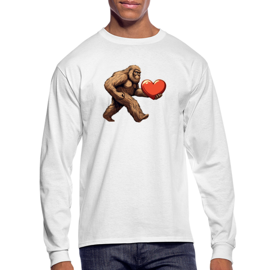 Bigfoot Valentine Men's Long Sleeve T-Shirt - white