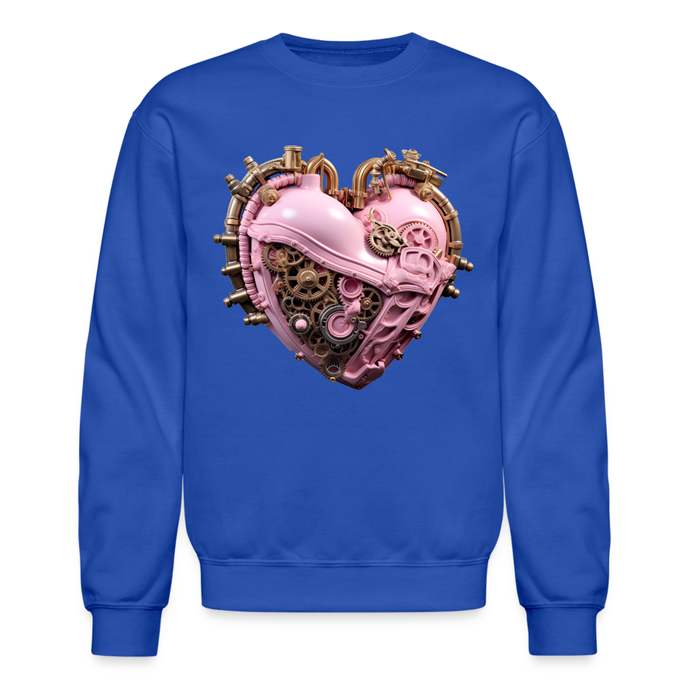 Steampunk Heart Unisex Crewneck Sweatshirt – Pink & Bronze Valentine’s Design - royal blue