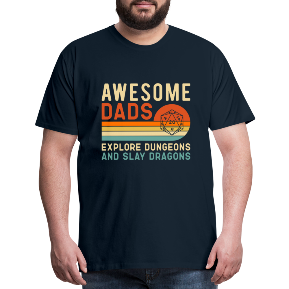 Awesome Dads Slay Dragons Men's Premium T-Shirt - deep navy