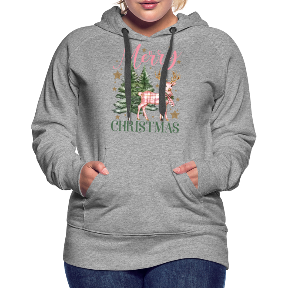 Charming Pink Merry Christmas Women’s Premium Hoodie - heather grey