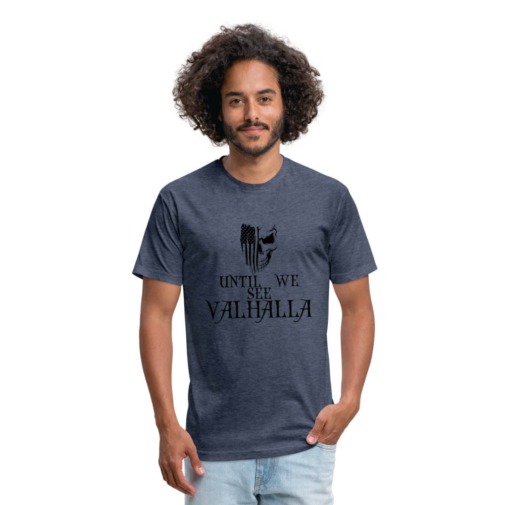 Until We See Valhalla USA Skull Fitted Cotton/Poly Men's T-Shirt by Next Level - heather navy