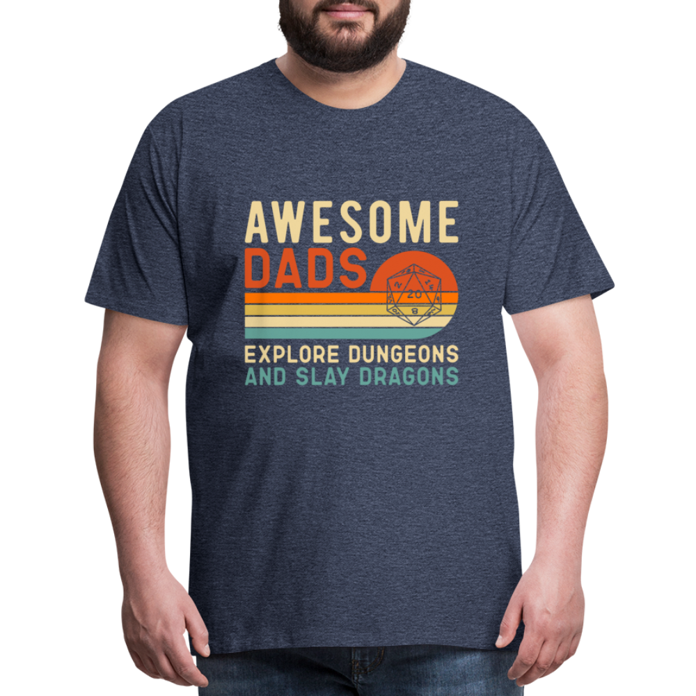 Awesome Dads Slay Dragons Men's Premium T-Shirt - heather blue