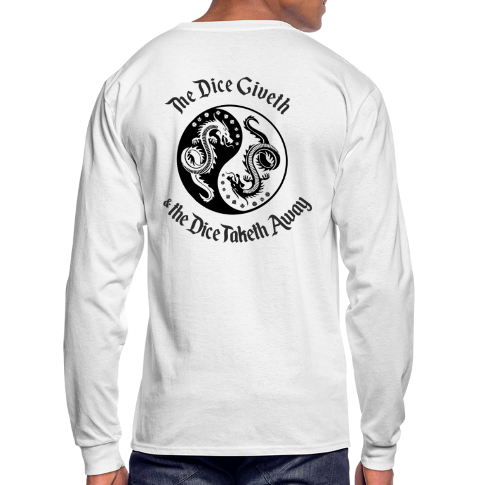 The Dice Giveth and the Dice Taketh Away D&D Men's Long Sleeve T-Shirt - white