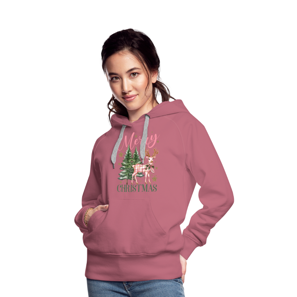 Charming Pink Merry Christmas Women’s Premium Hoodie - mauve