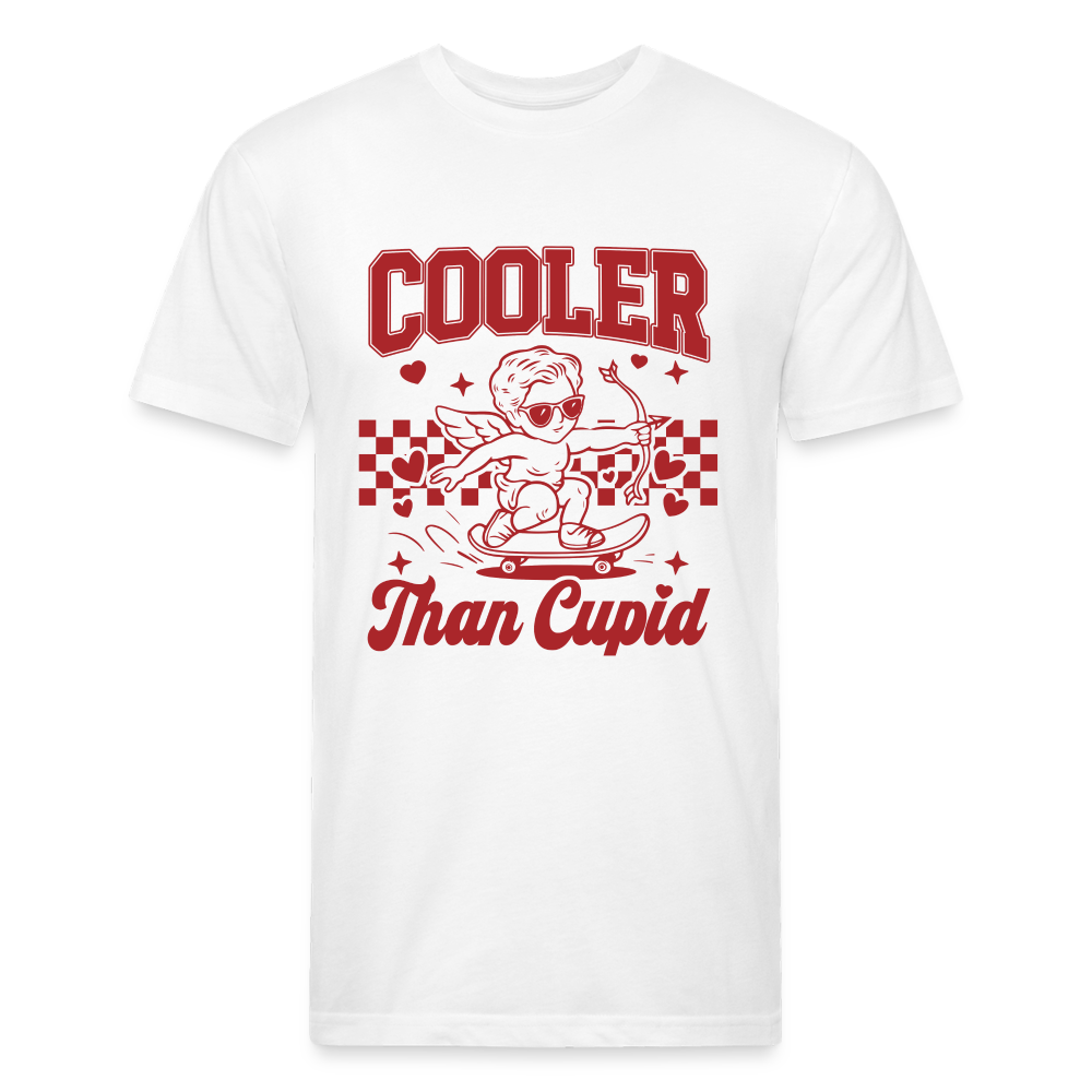 Men’s Graphic Fitted Tee - Cooler Than Cupid Design - white