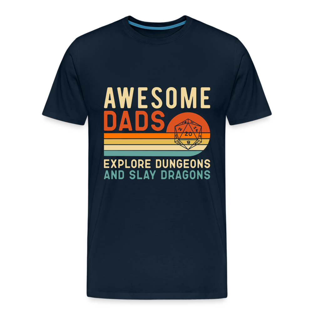 Awesome Dads Slay Dragons Men's Premium T-Shirt - deep navy