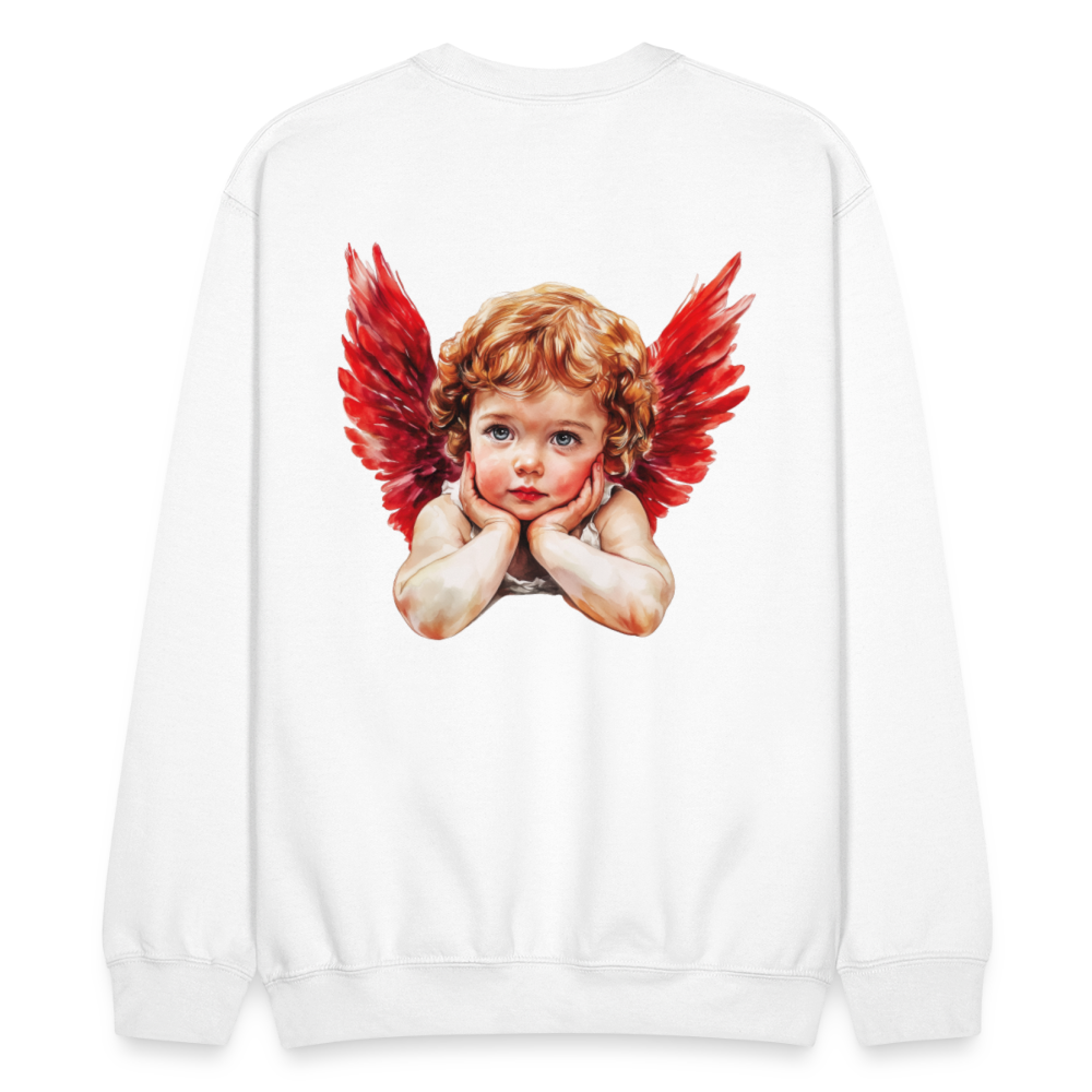 Bold Love Synonyms With Cupid Unisex Crewneck Sweatshirt - white