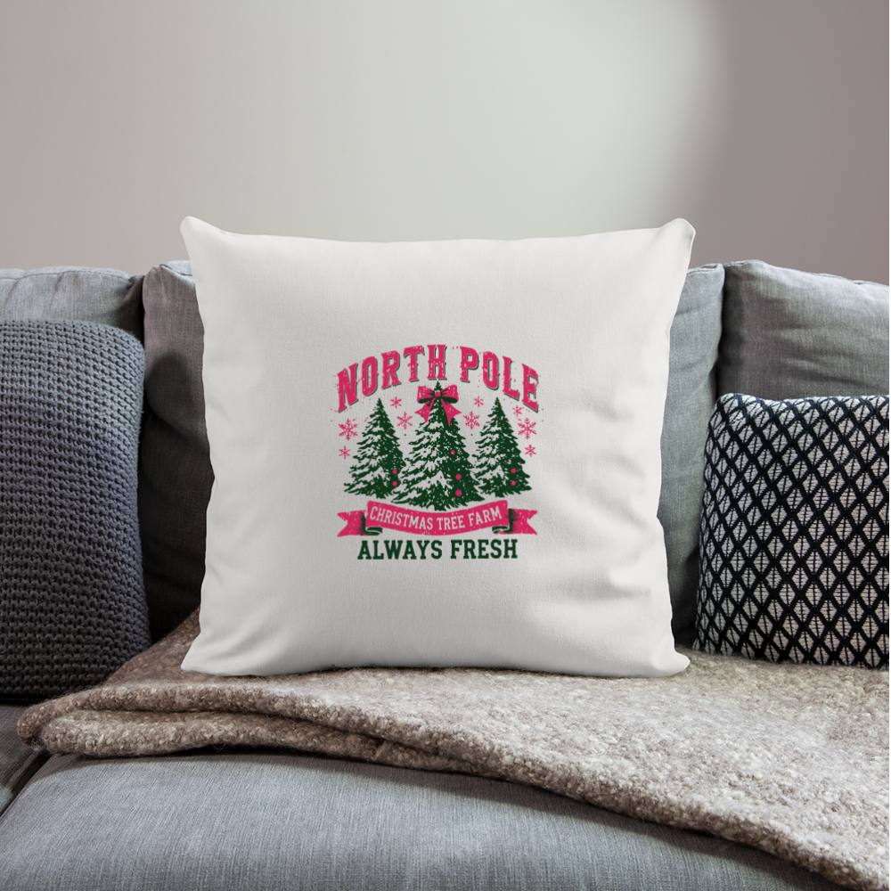 North Pole Christmas Tree Farm Throw Pillow Cover 18” x 18” - natural white