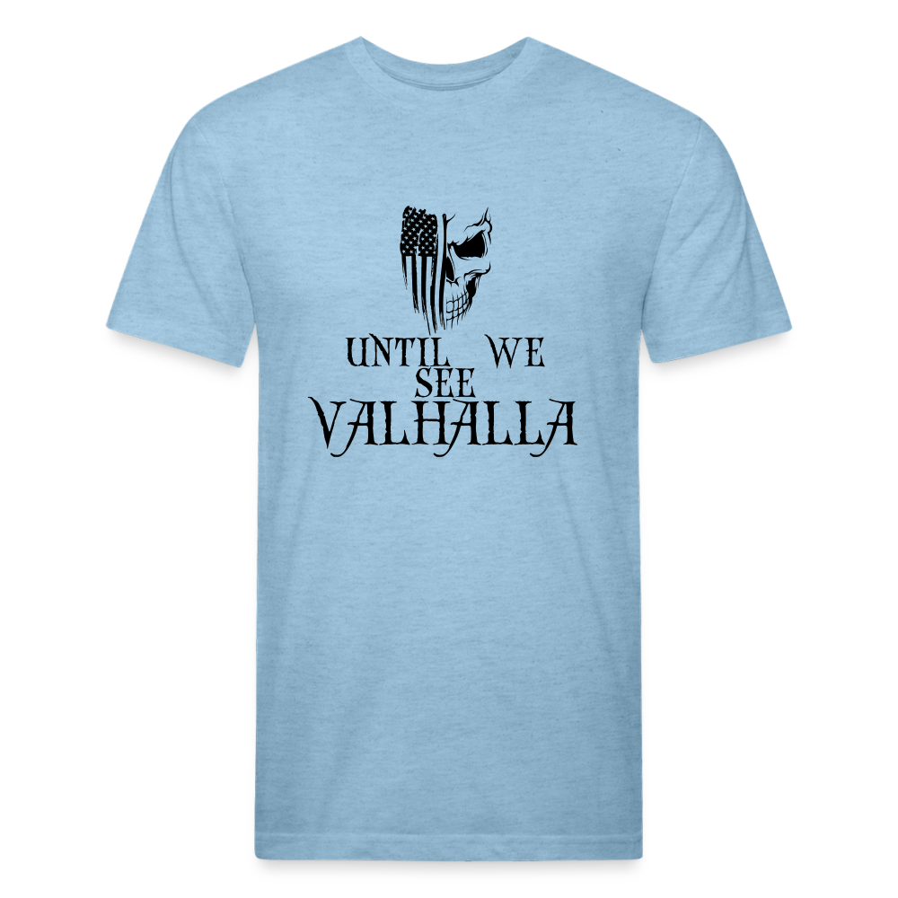 Until We See Valhalla USA Skull Fitted Cotton/Poly Men's T-Shirt by Next Level - heather blue